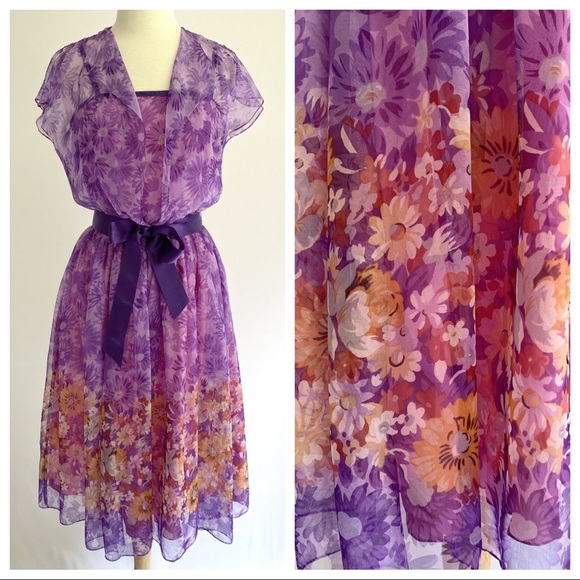 Vintage Dresses & Skirts - Vtg Enchanted Aster Dress S
